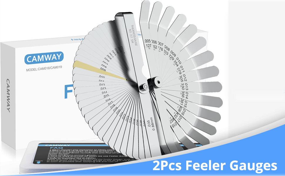 CAMWAY 2Pcs Feeler Gauge Set Stainless Steel Metric/Inch 32