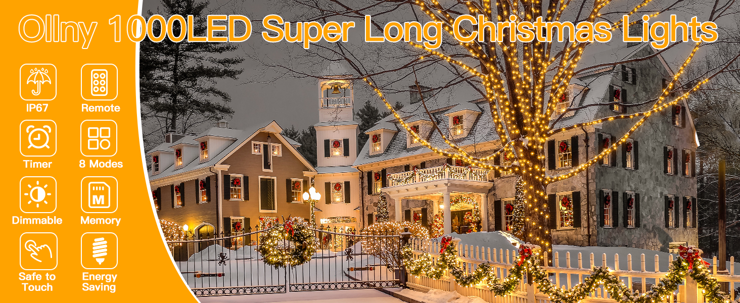 Ollny 1000 LED 330FT Christmas lights