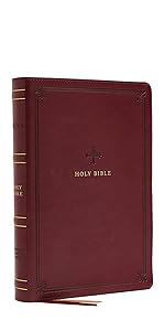 NRSVce red leathersoft, red genuine leather bible, red imitation leather, burgundy leather bible