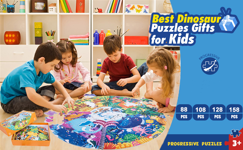Toddlers Wooden Animal Puzzles, Kids Floor Puzzles for Ages