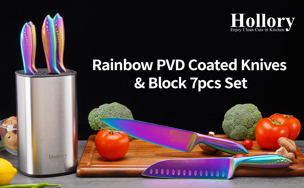 Rainbow Knives Block Set 7 Pieces, Iridescent German High