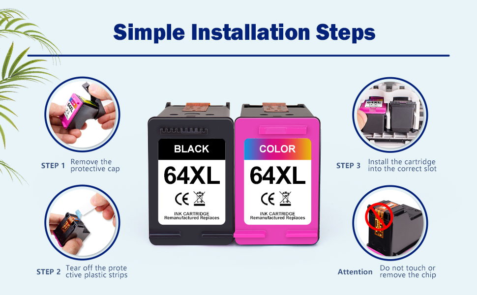 L2KB 64XL Ink Cartridge Combo Pack Compatible for HP Ink 64