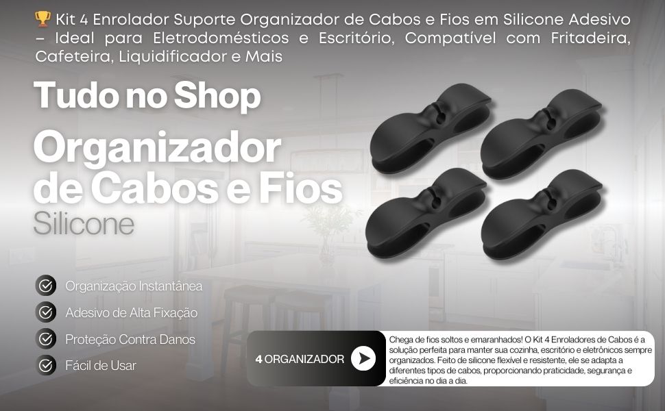 Organizador de cabos Cozinha, Enrolador de cabos, Suporte adesivo para fios