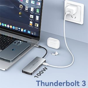 USB C Hub, Docking Station, GIISSMO 9-in-1 USB-C Triple Display Docking Station 100W PD