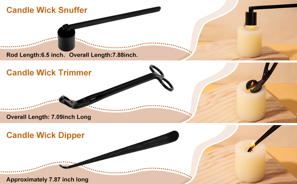 Opopark 3 in 1 Candle Snuffer Set, Wick Trimmer Candle Snuffer Candle