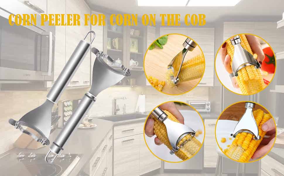 2PCS Corn Cob Peeler, Premium Stainless Steel Corn Peeler