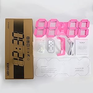 kosumosu LED clock digital wall clock with night light