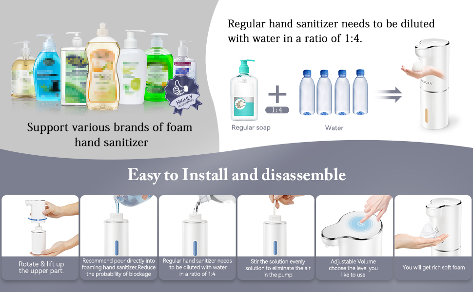 Secura Foaming Soap Dispenser, 10oz/300ml Touchless Automatic Soap Dispenser with Adjustable