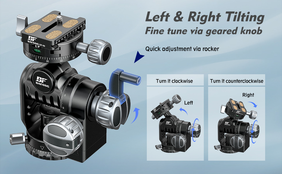 Description Picture 3 of itemVersatile Geared Tripod Heads with Precise Adjustment Knob Photography Accessories with Standard QR Clamp Tripod Head for DSLR