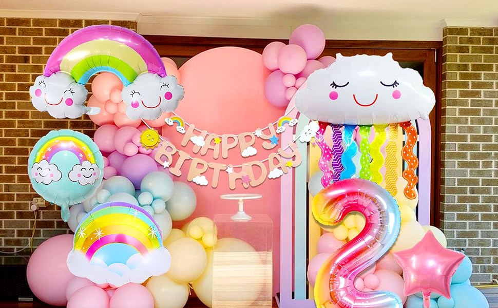 Amazon | [LaVenty]誕生日 飾り付け 2歳 虹の風船 2歳お誕生日バルーン