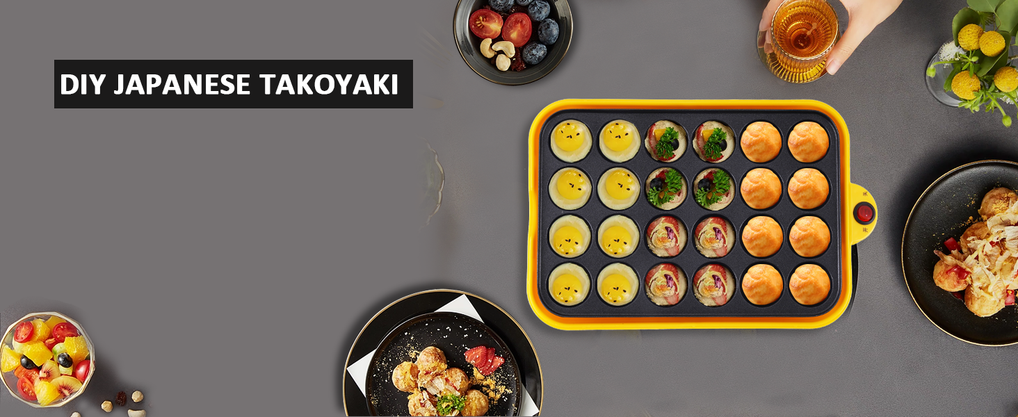Takoyaki Maker Electric Takoyaki Pan 24 Holes Appam Maker with 2