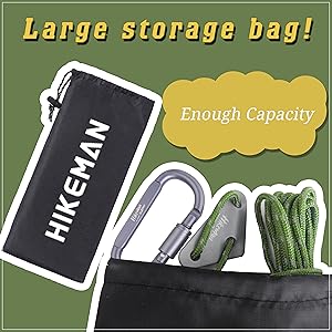 HIKEMAN 4M Reflective Tent Guy Ropes - Outdoor Tent Guide Rope With Locking Carabiner Clip,4mm 100% Nylon Cord Wind Line With Aluminum Guy Rope Tensioner For Awning Camping (Black