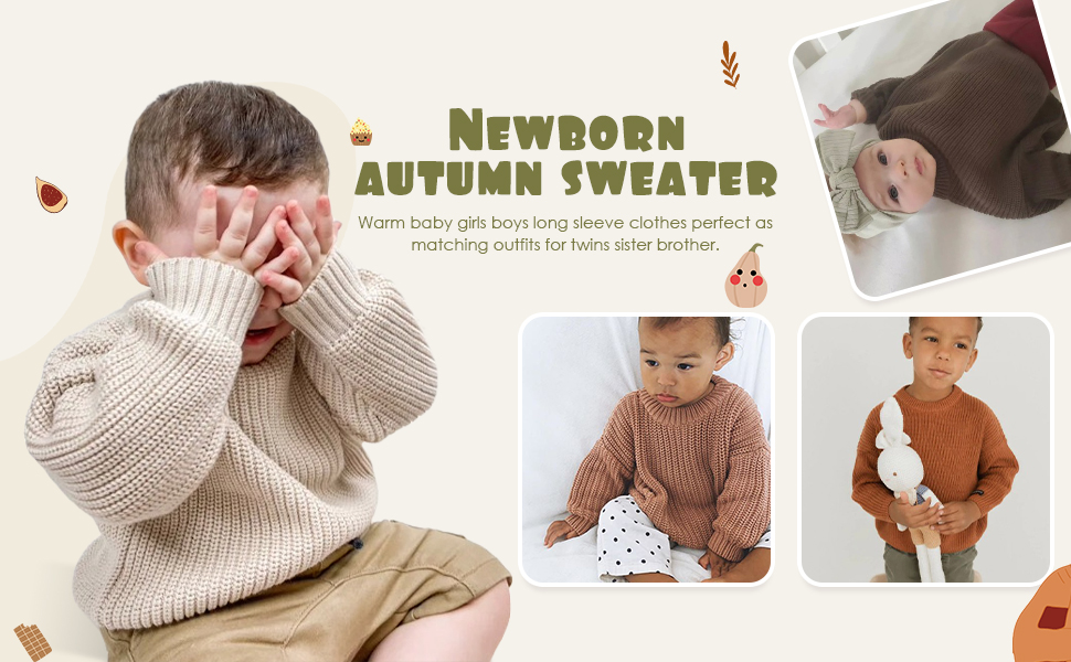 Newborn baby boy girl fall sweater