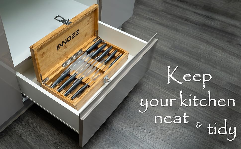 Bamboo Kitchen Knife Holder Lock Box Knife Drawer