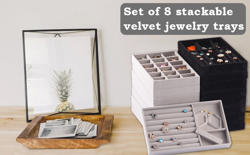 CDBOVID 8 Pack Stackable Jewelry Organizer Stackable Trays