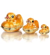 YU FENG Family Duck Trinket Boxes Hinged Collectible Painted Enameled Jeweled Duck Figurine Anima...