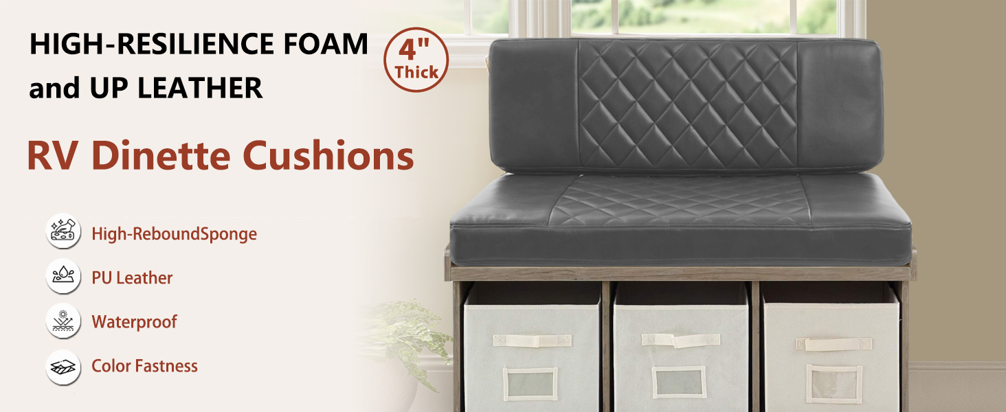 Attliahome RV Cushions,2 Sets of PU Leather
