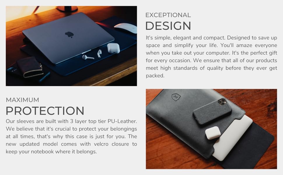 Xclusive PU Leather Laptop Sleeve Case 13 inch with Mouse