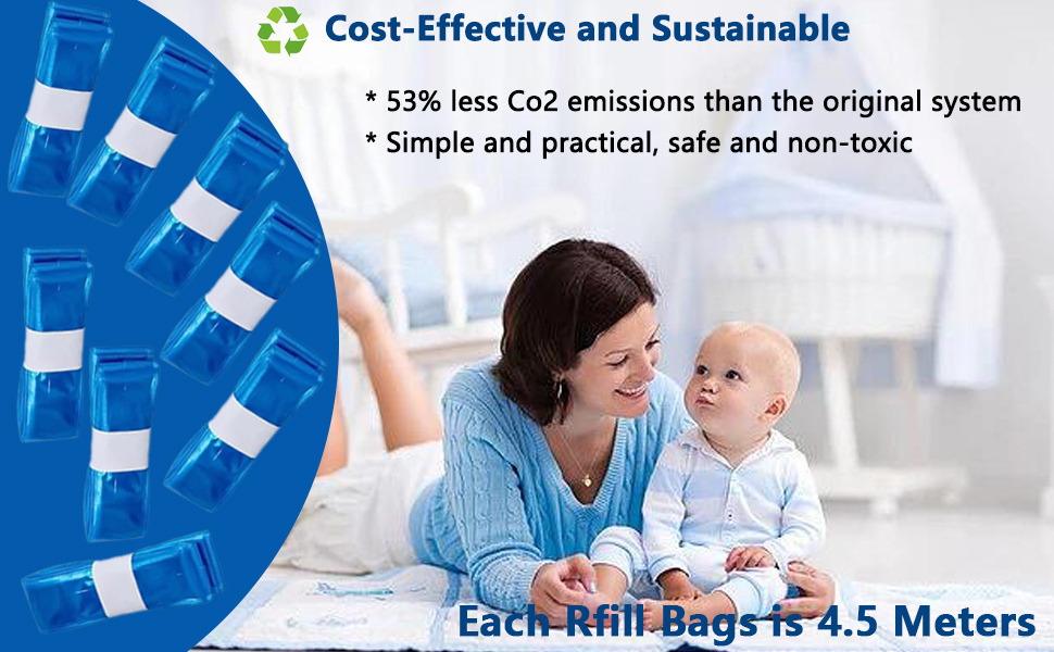 8Pack Nappy Bin Refill Bags Compatible with Tommee Tippee Twist & Click Refill Sangenic Tec