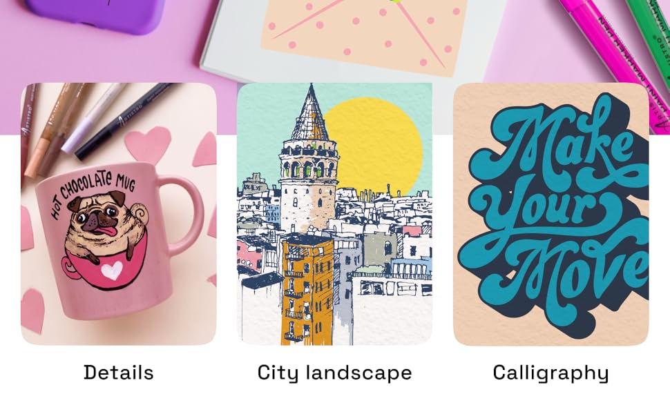 paint pens for wood, details, calligraphy