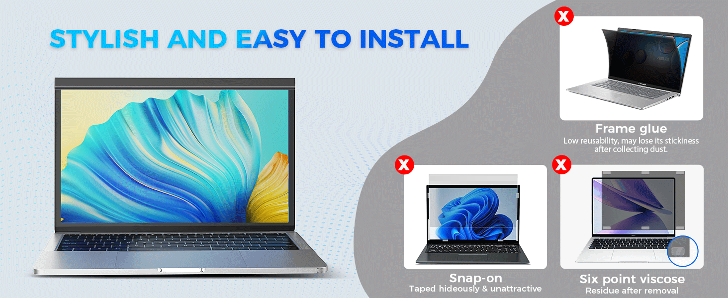 Laptop Privacy Screen 14 Inch Hanging, Removable Laptop