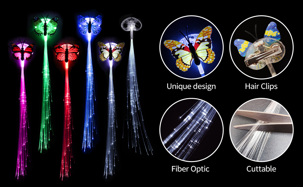 13 Pack Light Up Butterfly Hair Clips Glow in The Dark