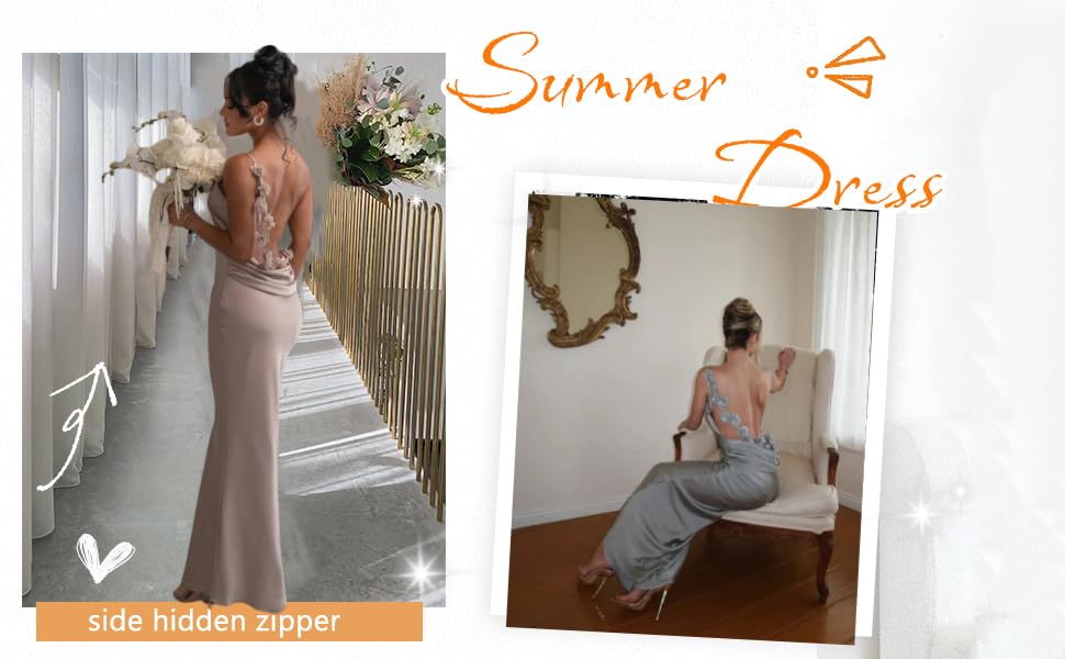 Womens Satin Tube Sexy Backless Cut Out Formal Wedding Guest Evening Party Maxi Dresses