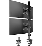 HUANUO Vertical Dual Monitor Mount, Stacked Monitor Stand for 2 Monitors with Height Adjustment C...