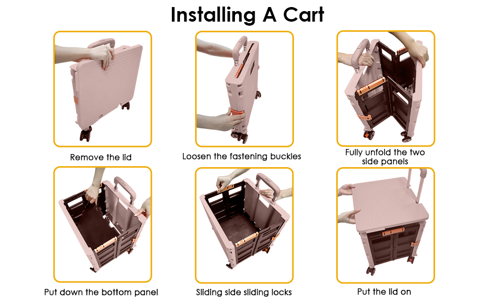 SELORSS Foldable Utility Cart Portable Collapsible Crate Rolling Carts