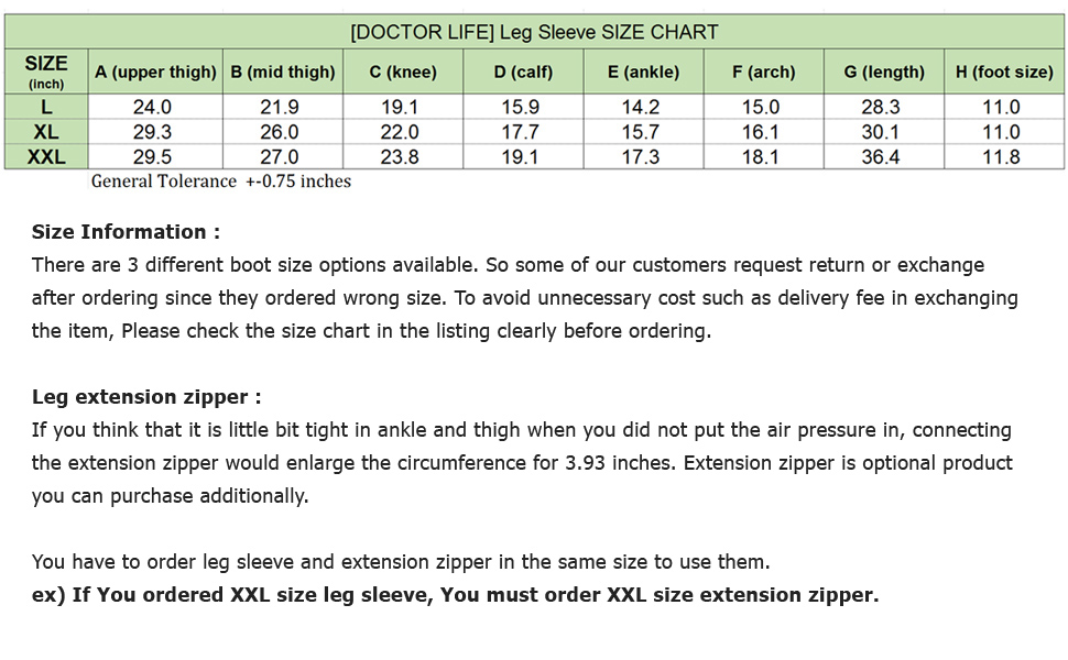 size chart only