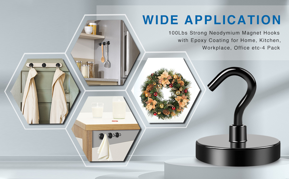 LOVIMAG Black Hooks Heavy Duty, 100Lbs Strong Neodymium