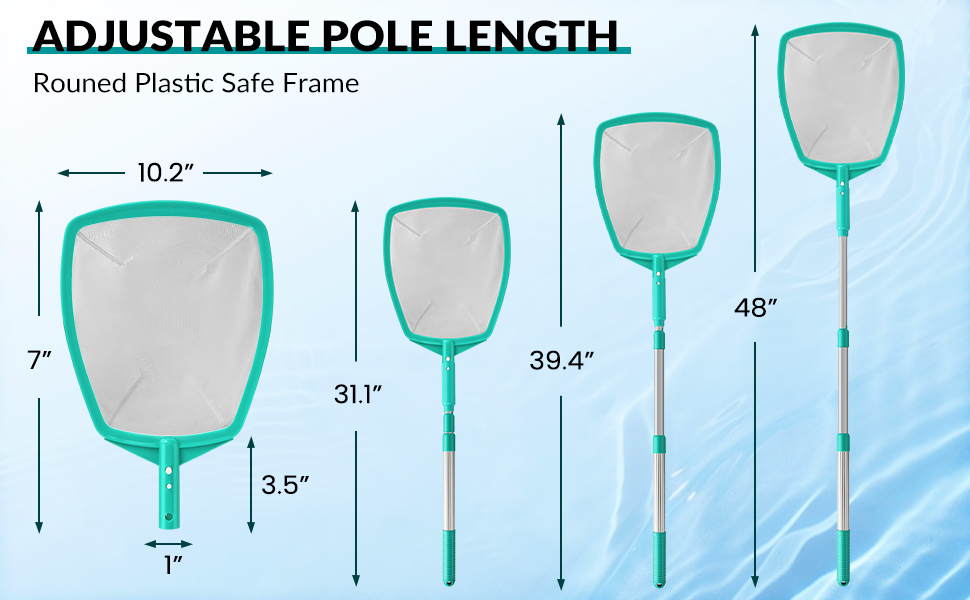 Pool Skimmer Pool Net with 3 Section Pole, 48 inch Pool