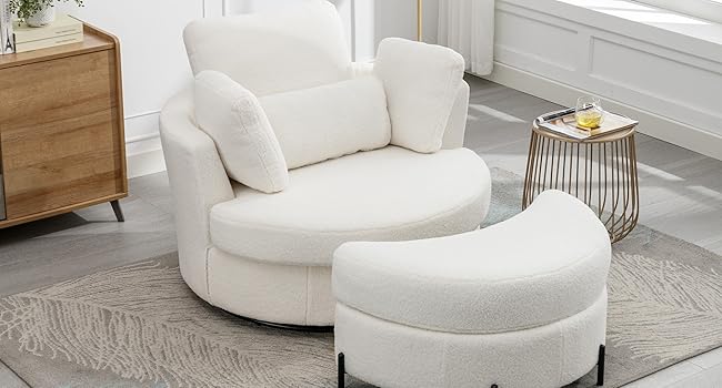 GoDoco 42" W Swivel Accent Barrel Chair Set
