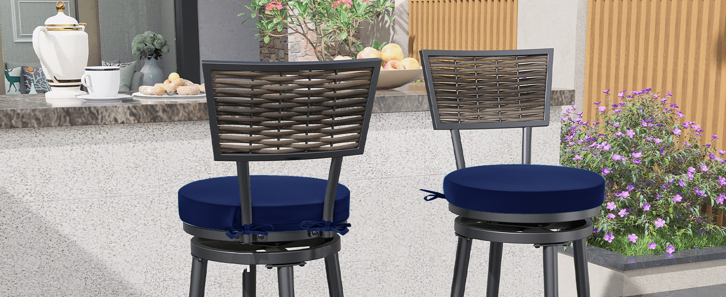 Outdoor Chair Cushions Round Seat Cushion Pads with Removable Cover for Garden Lawn