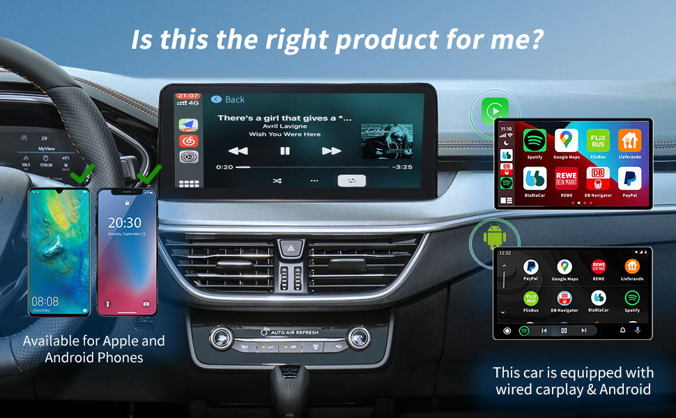 Wireless CarPlay & Android Auto Adapter, Dexico 2 in 1