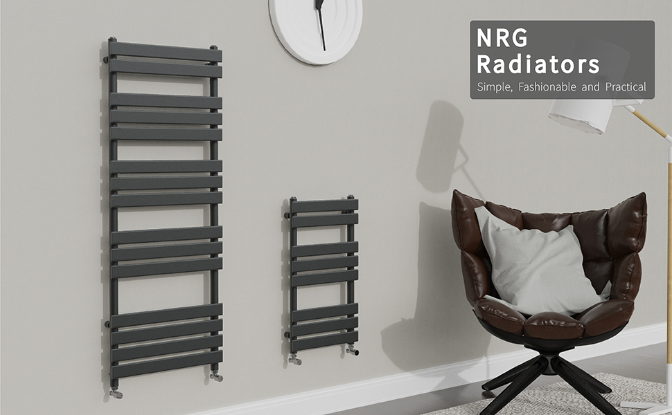 NRG Anthracite 800mm x 600mm Heated Towel Rails Radiator Flat Panel