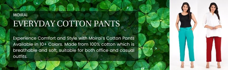Straight regular fit cotton women trousers pants casual kurti pant formal office
