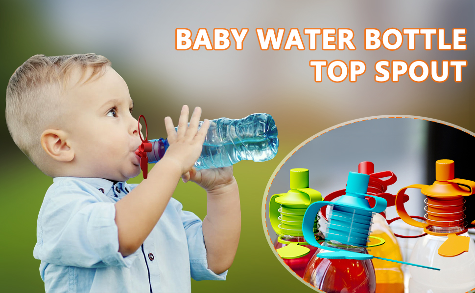 Baby Water Bottle Top Spout, 4 Colors No Spill & BPA Free