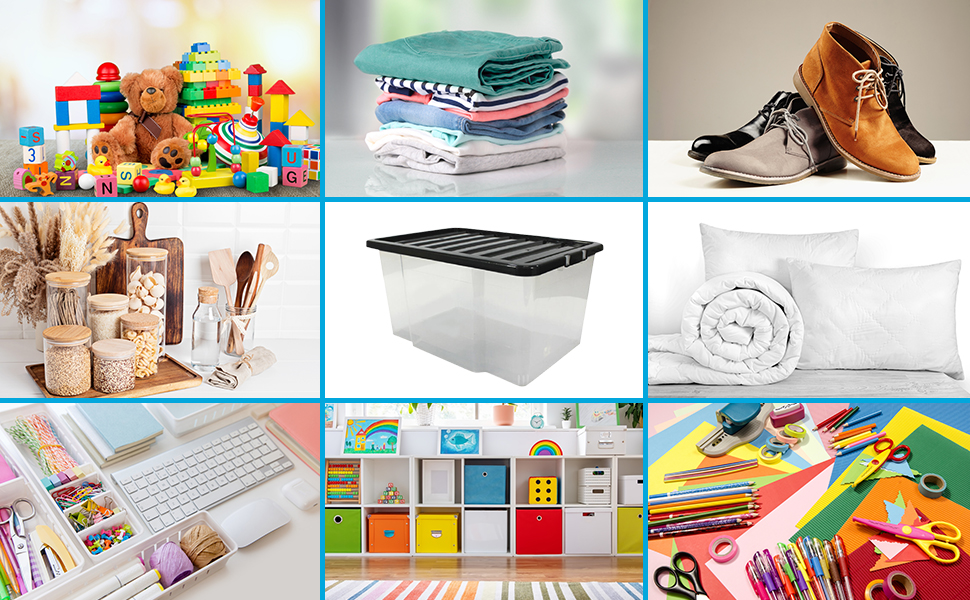 ACCURATE 2 PACK Home Office Clear Plastic Stackable Storage Boxes