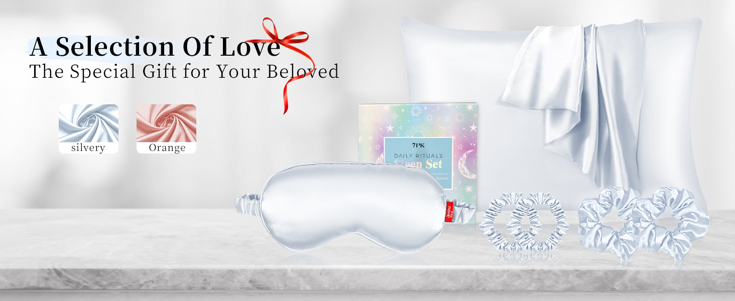 my novel things Satin Pillowcase Gift Set with Silk Satin