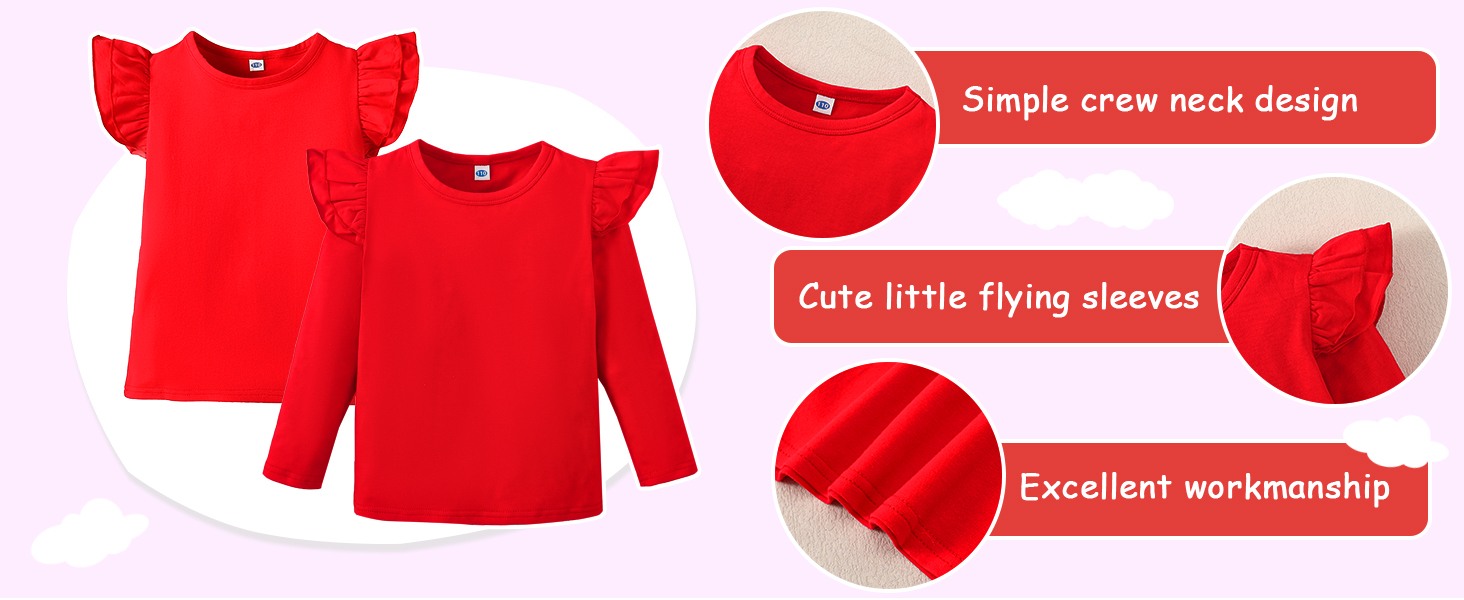 toddler girl red shirts red blouse for baby girl little girl red tee tops kids red shirt