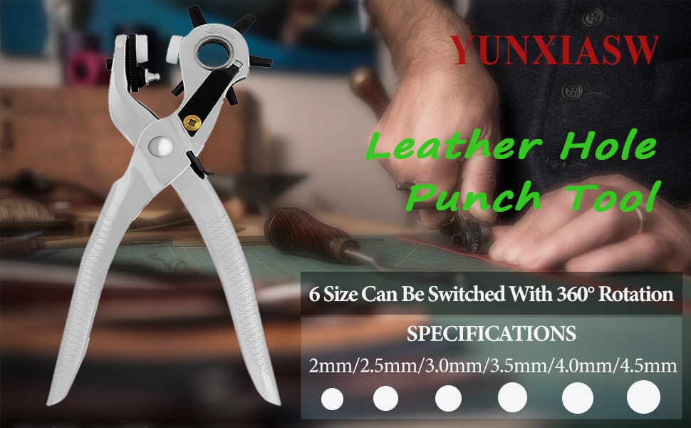 YUNXIASW Leather Hole Punch Tool Set Professional Belt Hole Puncher with Eyelets Grommet kit