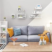 WOLTU Set Di 3 Mensole Da Muro Pensile Legno Scaffale A Parete Libreria CD Libri Bianco 15 RG9273