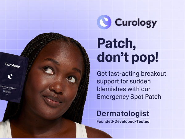 Patch, don&#39;t pop! Woman holding the emergency spot patch package