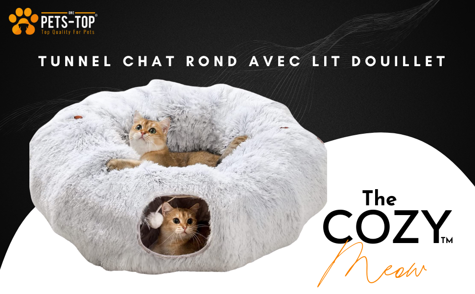One PETSTOP Tunnel Chat, Tunnel pour Chat Rond avec Coussin Lit