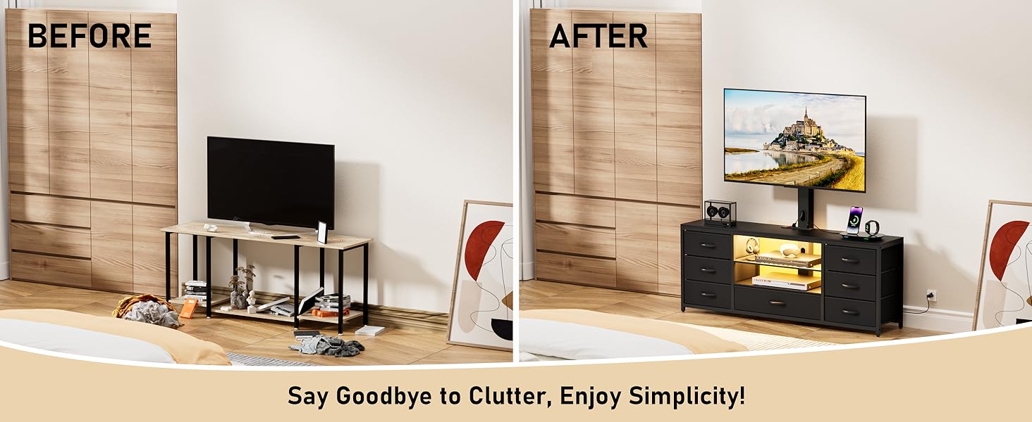Transform your messy room into a tidy room with this TV stand.