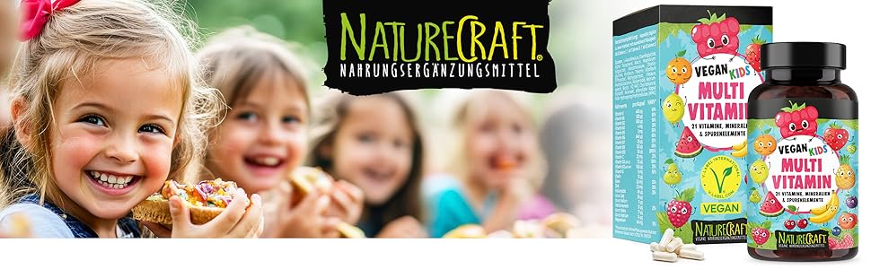 Vegan Kids Multivitamin - A+B1+B2+B3+B5+B6+B7+B9+B12+C+D3+K2+E