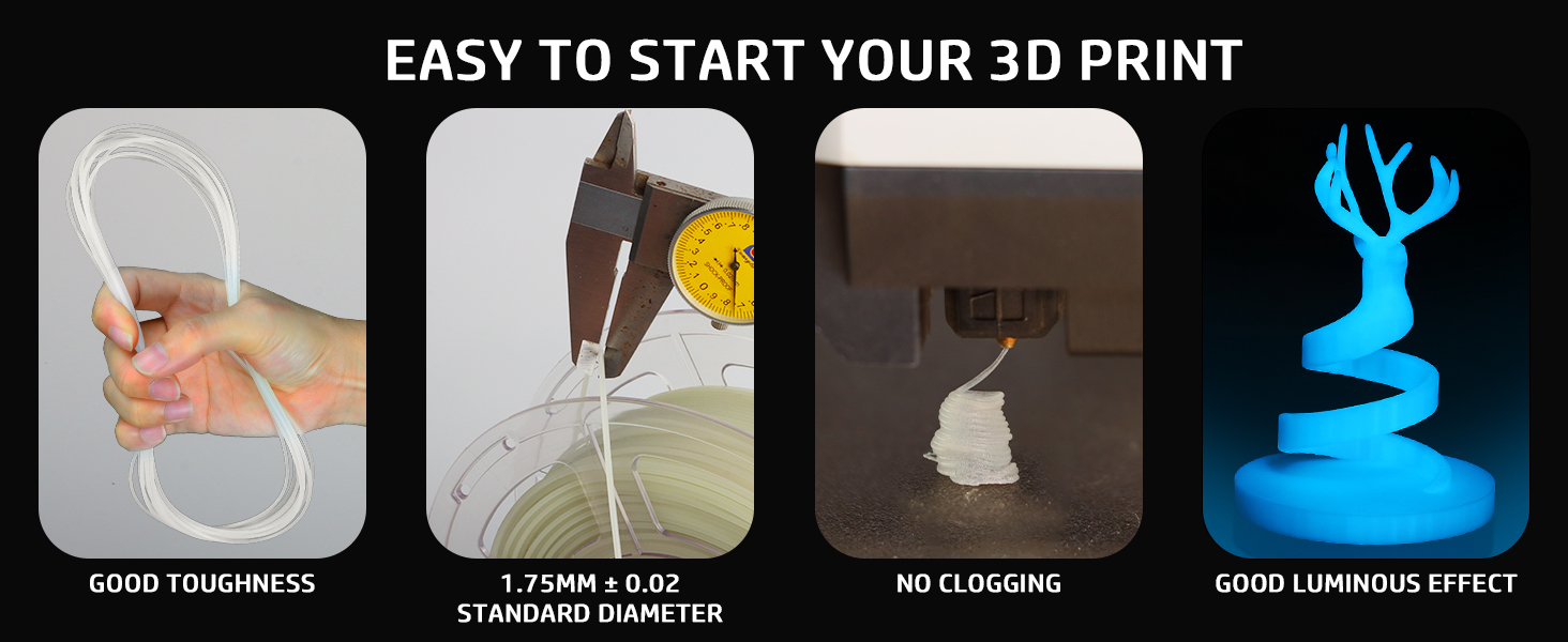 3d printer filament bundle,3d printed,glow in dark pla 3d printer filament