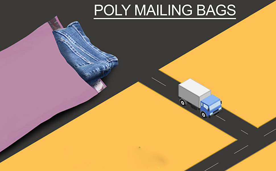 YUNJU Mailing Bags, Strong Large Pink Mailing Postal Postage Bags 17 x