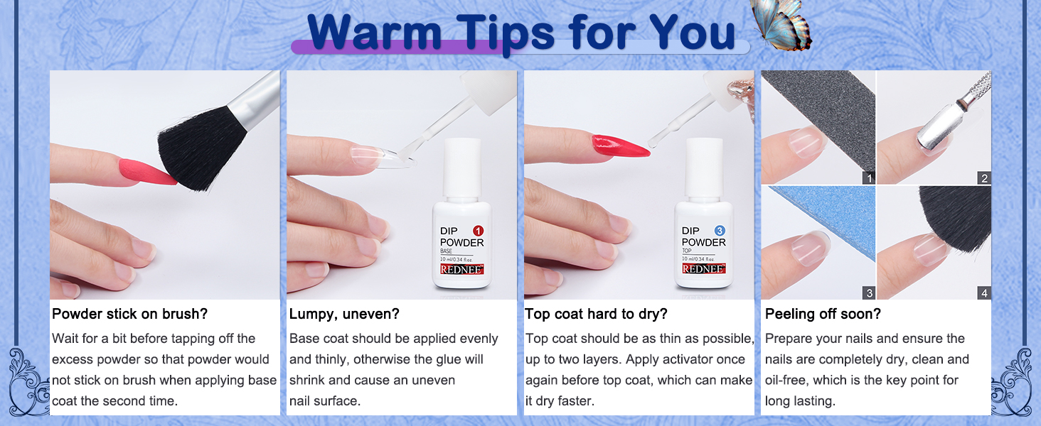 REDNEE 39pcs Dip Nails Powder Starter Kit, 30 Color Hot Pink Blue AllinOne Salon